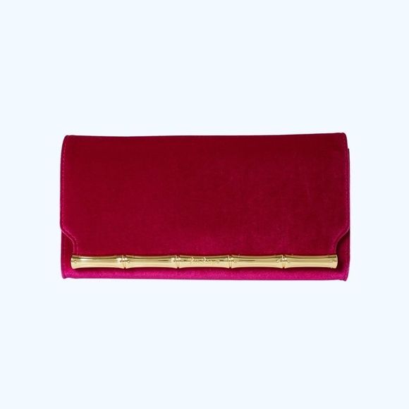 Lilly Pulitzer Handbags - NWT Lilly Pulitzer Magenta Velvet Clutch Holiday
